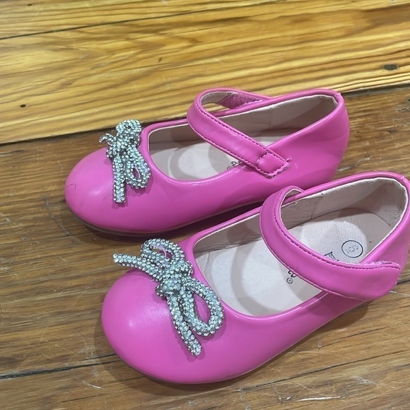 Link girl pink ballet flat dress shoes with bow toddler size 6 - Picture 2 of 8